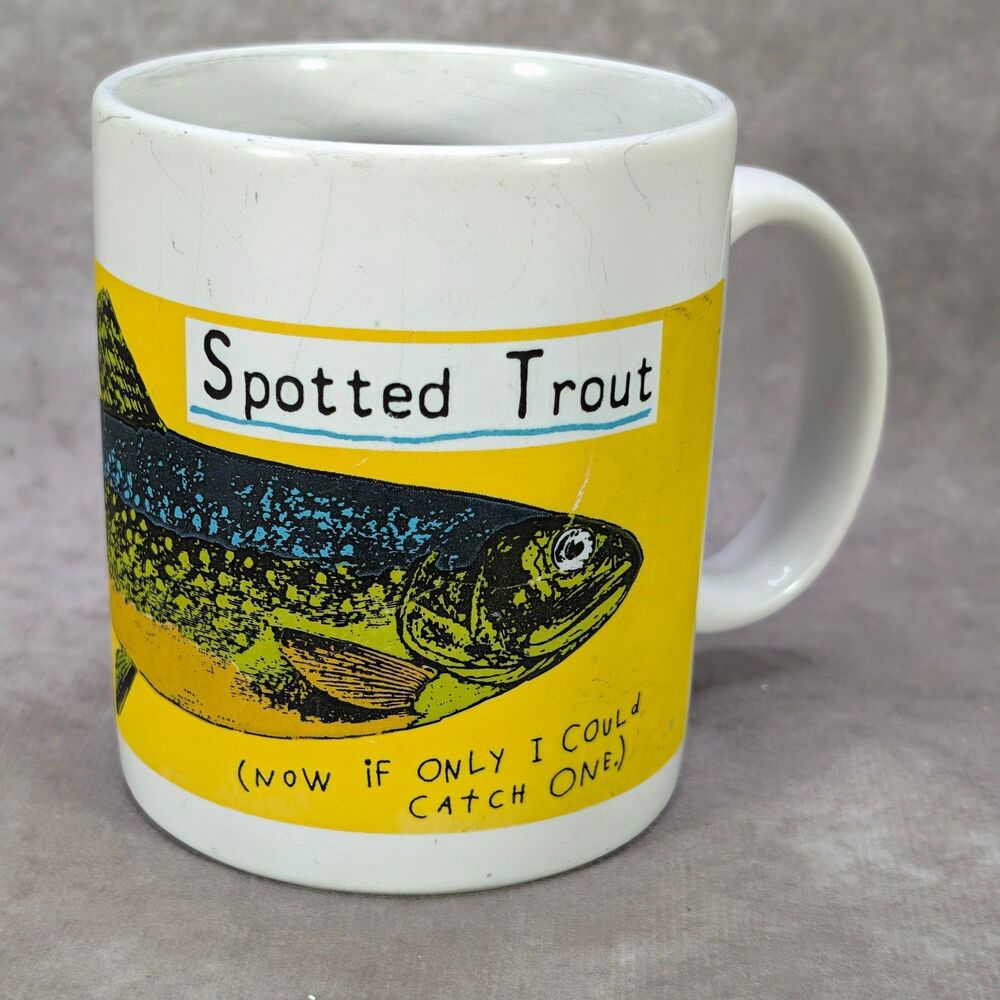Vintage Shoebox Greetings Spotted Trout Fishing Humor Coffee Mug Cup HMK CDS